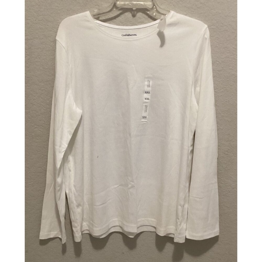 Croft&Barrow Womens White Long Sleeve Shirt XXL Classic Fit